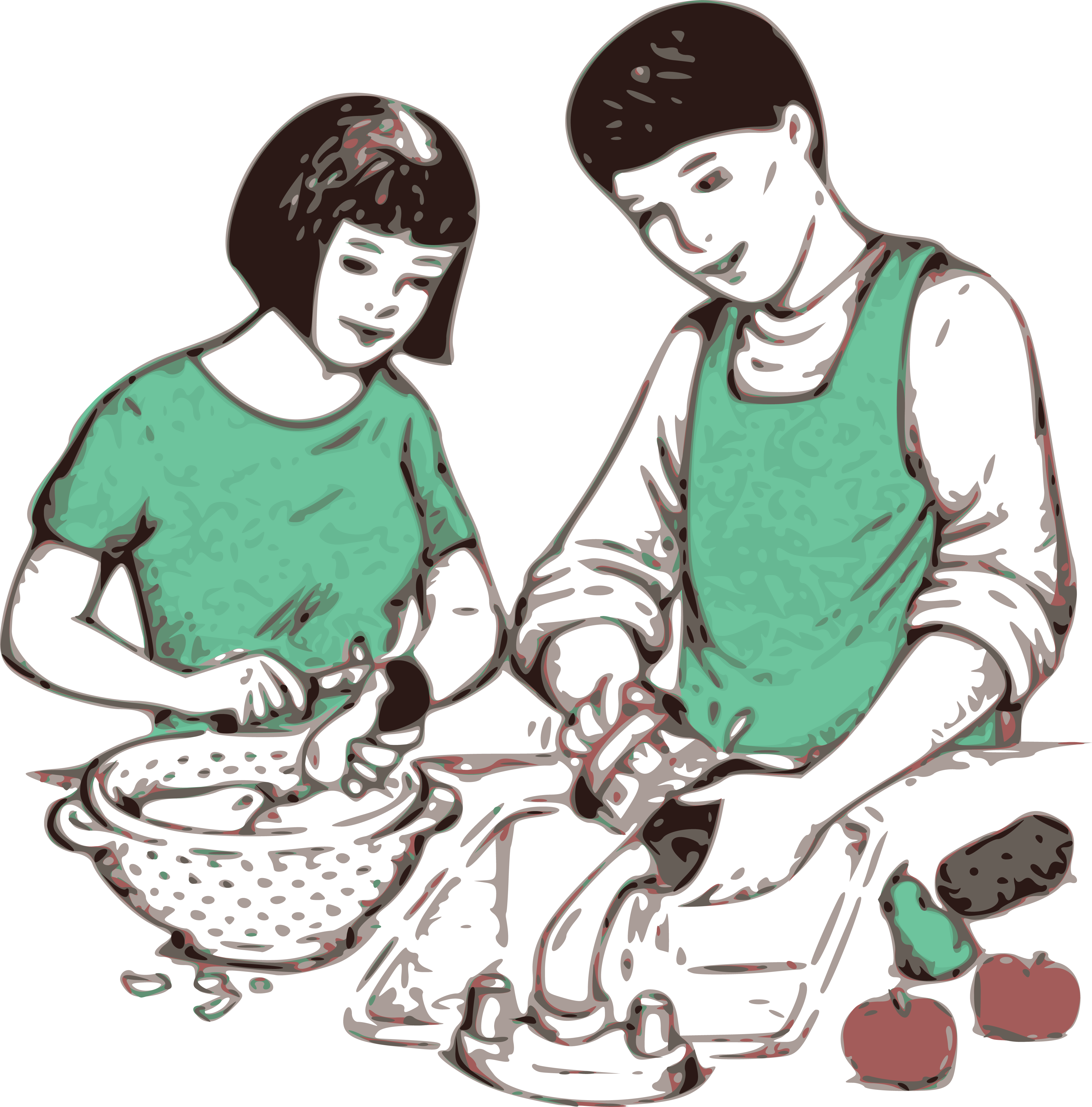 Free Clipart Of A Boy And Girl Washing And Prepping - Make Food Clip Art - Free Transparent PNG Clipart Images Download. - Food Transparent PNG Free Download