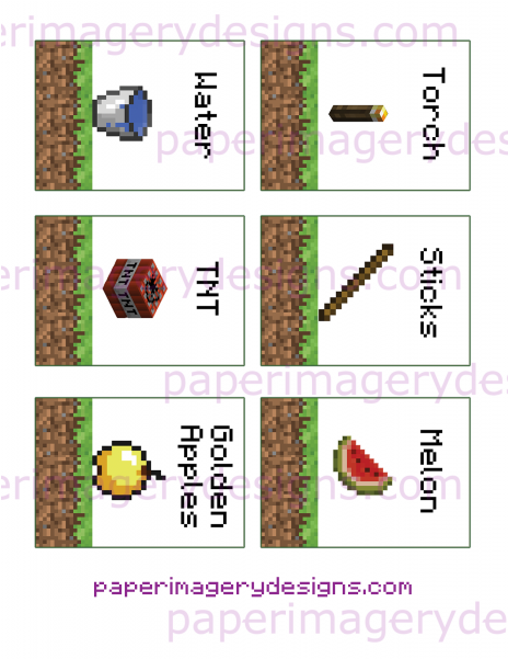 Minecraft Party Decoration Ideas And Able Printables - Minecraft Food Labels Water - Free Transparent PNG Clipart Images Download. - Food Transparent PNG Free Download