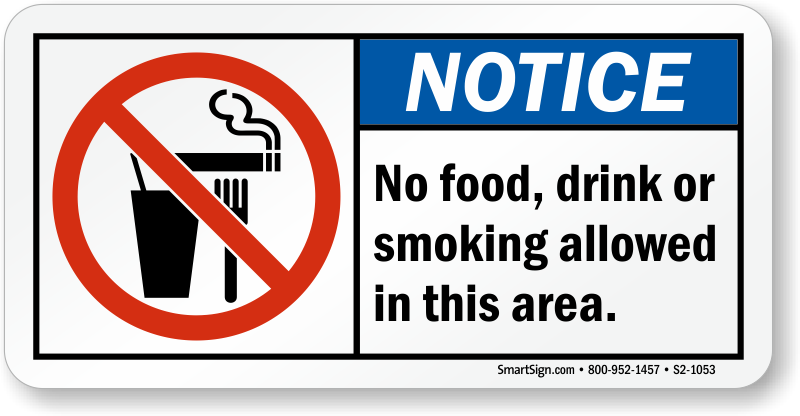 No Food Drink Smoking Notice Sign - No Food Or Drink Or Smoking Sign - Free Transparent PNG Clipart Images Download. - Food Transparent PNG Free Download