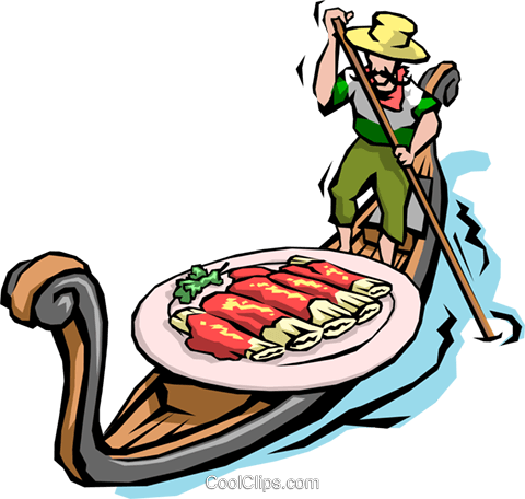 Man In Gondola With Pasta Royalty Free Vector Clip - Italian Food Clip Art - Free Transparent PNG Clipart Images Download. - Food Transparent PNG Free Download