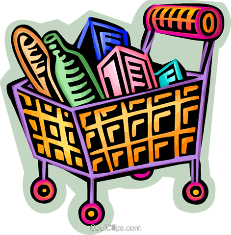 Shopping Cart Filled With Food Royalty Free Vector - Shopping For Food Cartoon - Free Transparent PNG Clipart Images Download. - Food Transparent PNG Free Download