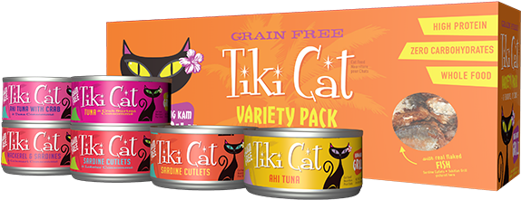 Tiki Cat King Kamehameha Luau Variety Pack Canned Cat - Tiki Pets Tiki Cat Luau Cat Food Transparent PNG - 600x280 - Free Download on - Food Transparent PNG Free Download