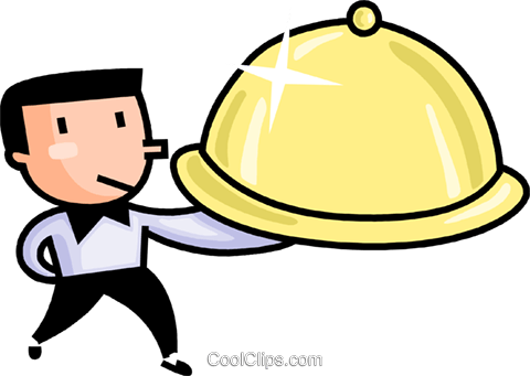 Waiter Serving Food Royalty Free Vector Clip Art Illustration - Waitress Serving Food Clipart - Free Transparent PNG Clipart Images Download. - Food Transparent PNG Free Download
