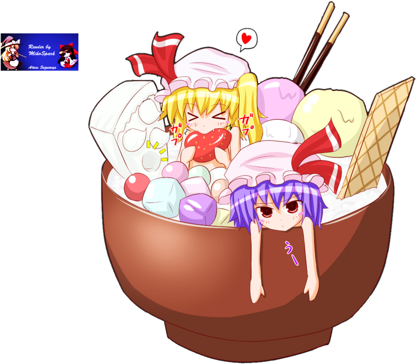 Flandre And Remilia Ice Cream By Alexissuzumiya - Food Cute Anime Chibi - Free Transparent PNG Clipart Images Download. - Food Transparent PNG Free Download