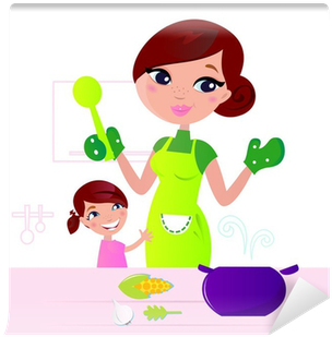 Mother Cooking Healthy Food With Child In Kitchen - Indian Child Cooking Clipart - Free Transparent PNG Clipart Images Download. - Food Transparent PNG Free Download