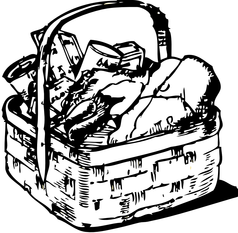 Clipartistnet Clip Art Food Basket Black White Line - Food Basket Clip Art - Free Transparent PNG Clipart Images Download. - Food Transparent PNG Free Download