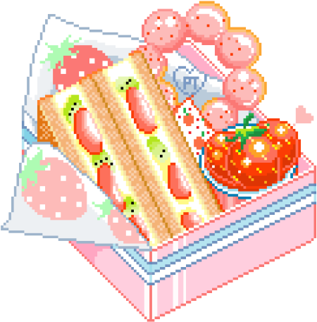 Kawaii Lunch By Mlp Adict-daubtct - Kawaii Food Pixel Png Transparent PNG - 500x474 - Free Download on - Food Transparent PNG Free Download