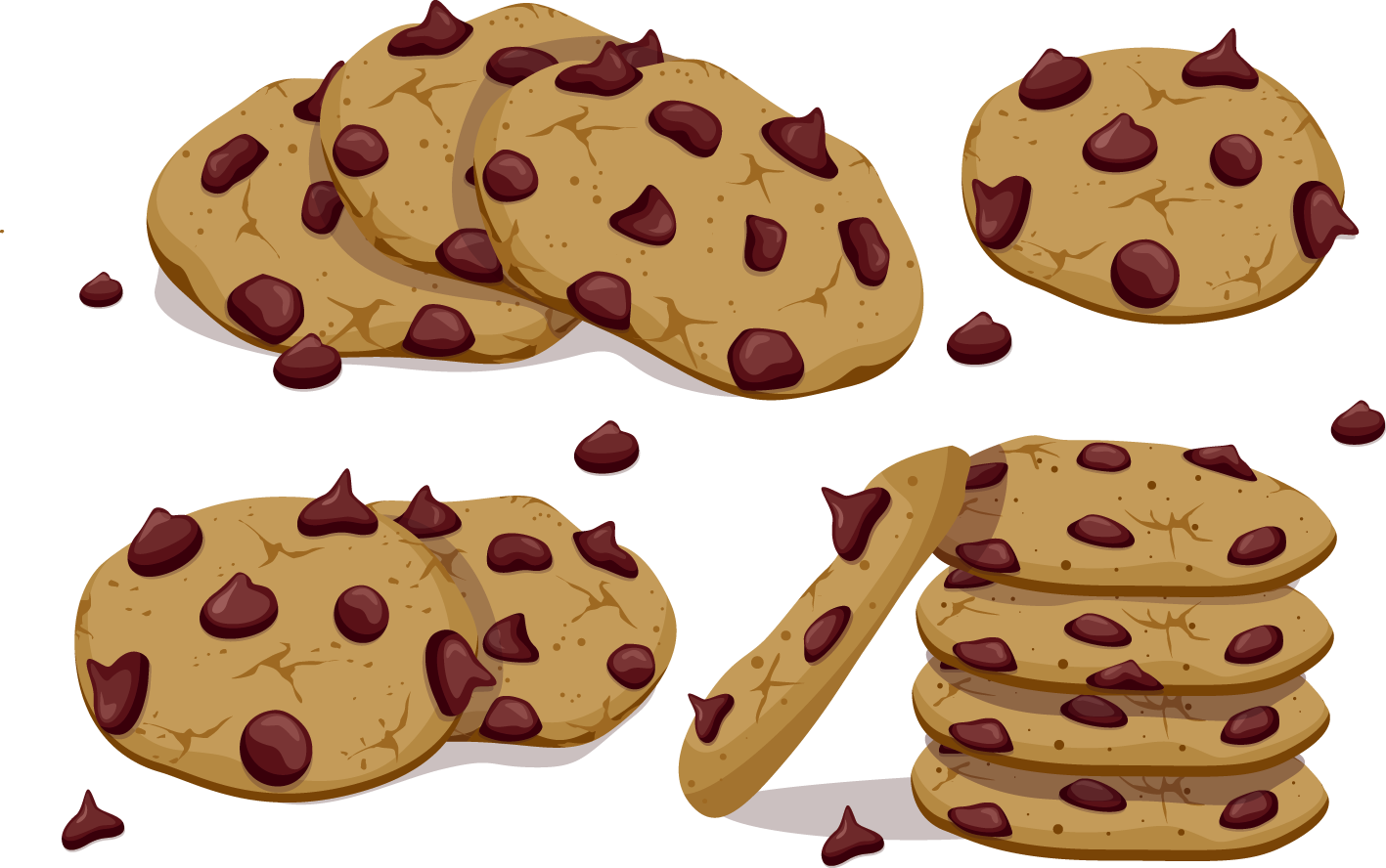 Chocolate Chip Vector Cookies Transprent - Kawaii Cute Food Transparent PNG - 1417x888 - Free Download on - Food Transparent PNG Free Download