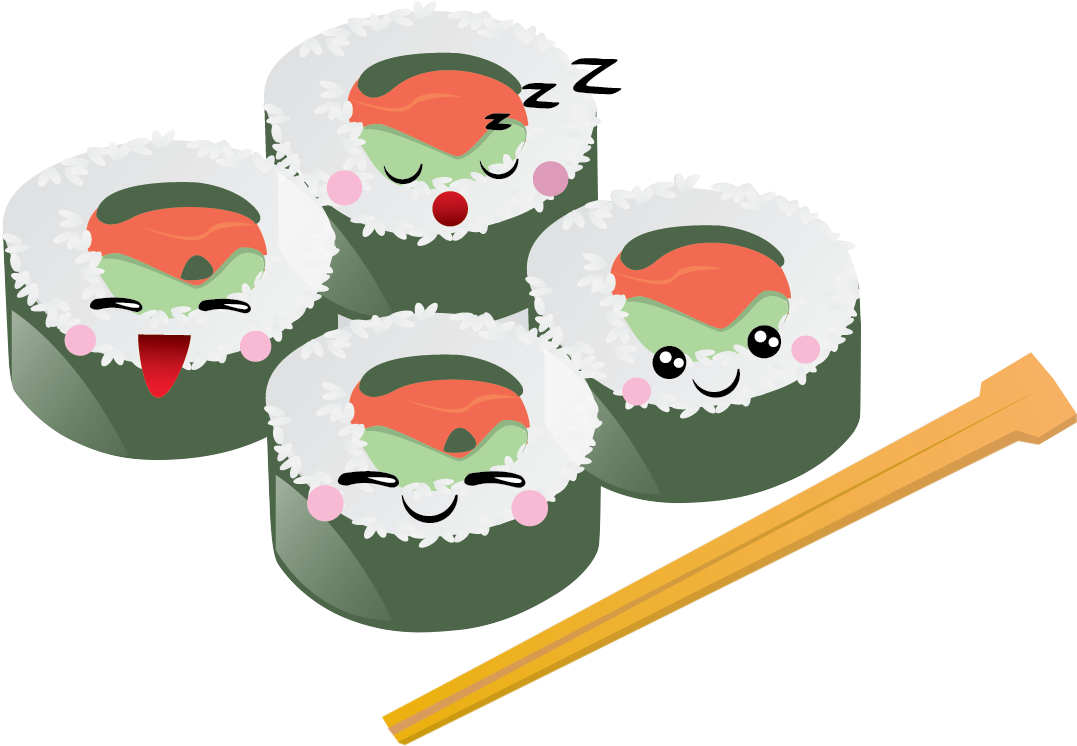 Free To Use &, Public Domain Sushi Clip Art - Kawaii Food Shower Curtain - Free Transparent PNG Clipart Images Download. - Food Transparent PNG Free Download