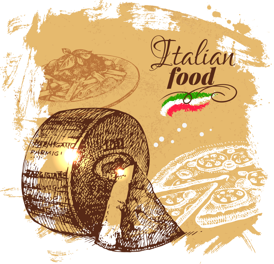 Kisspng Italian Cuisine Pizza Drawing Menu Vector Painted - Italian Food Design Transparent PNG - 916x881 - Free Download on - Food Transparent PNG Free Download