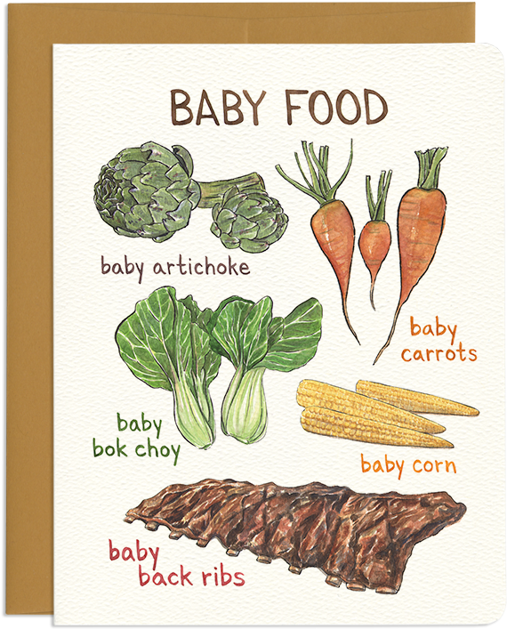 Punny Baby Veggie Greeting Card - Baby Food Card - Free Transparent PNG Clipart Images Download. - Food Transparent PNG Free Download