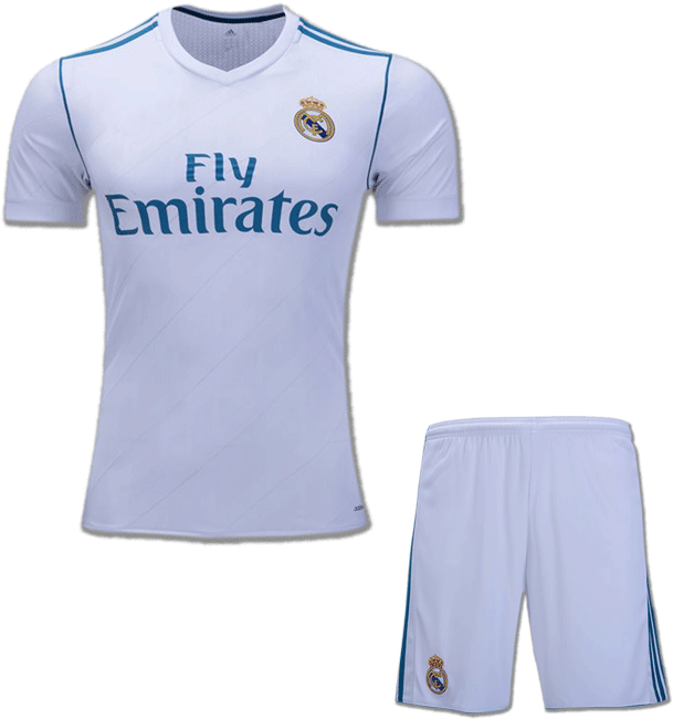 Kids Real Madrid Football Jersey And Shorts Home 17 - Real Madrid Football Jersey Png Transparent PNG - 900x1200 - Free Download on - Football Transparent PNG Free Download