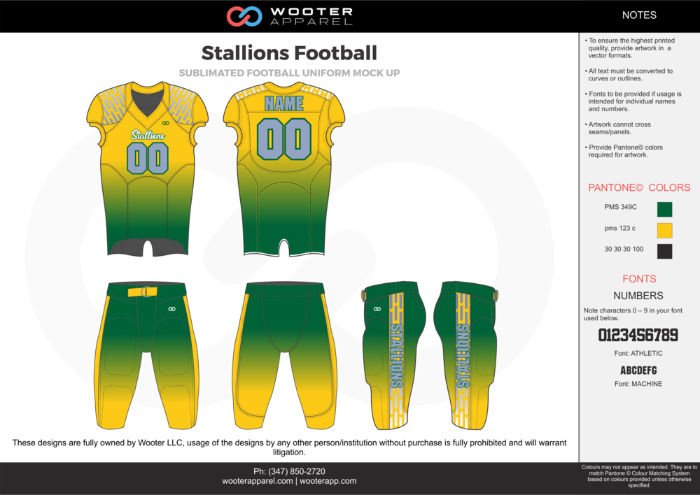Stallions Football Green Yellow Gray Football Uniforms - Yellow Transparent PNG - 1000x708 - Free Download on - Football Transparent PNG Free Download