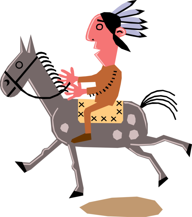 Vector Illustration Of Native American Indian Man On - Riding A Horse - Free Transparent PNG Clipart Images Download. - Horse Transparent PNG Free Download