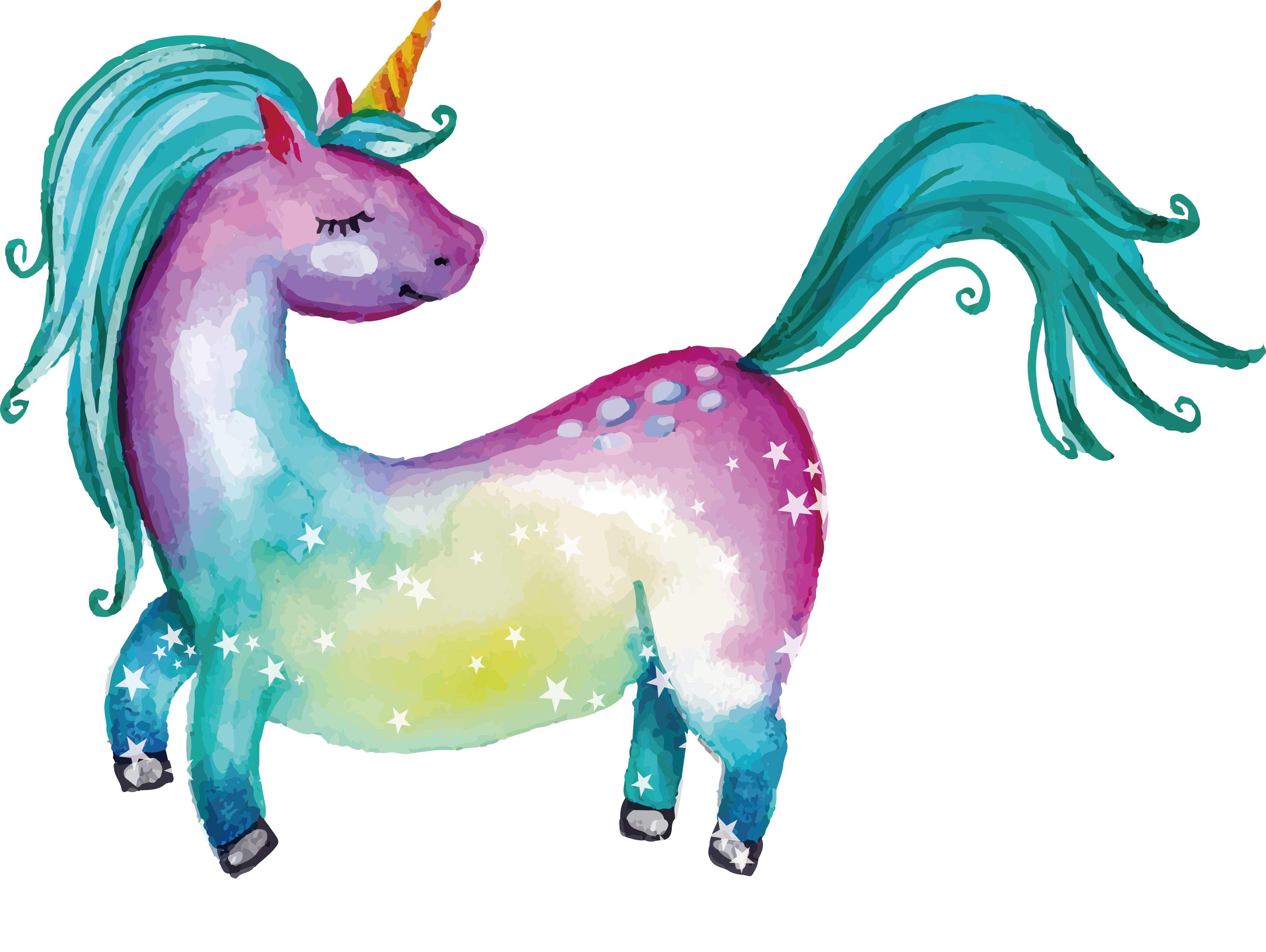 Horse Clipart Watercolor - Watercolor Unicorn Png Transparent PNG - 4282x3219 - Free Download on - Horse Transparent PNG Free Download