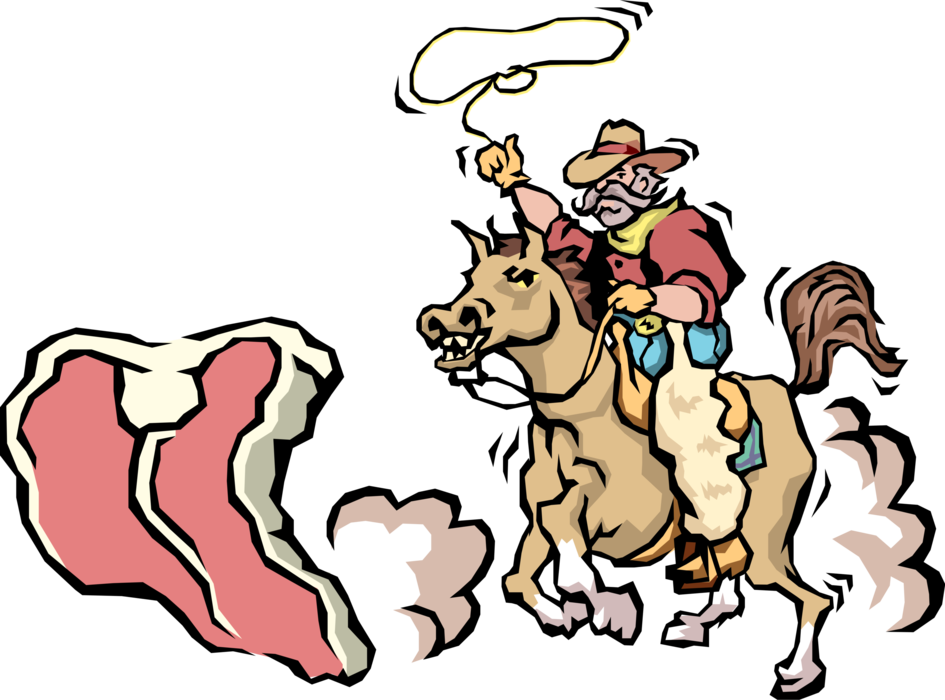 Vector Illustration Of Western Cowboy Rides Horse To - Team Roping - Free Transparent PNG Clipart Images Download. - Horse Transparent PNG Free Download