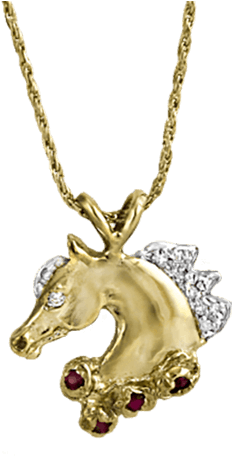 Victory Wreath Horse Pendant In Gold With Diamonds - Locket Transparent PNG - 300x464 - Free Download on - Horse Transparent PNG Free Download