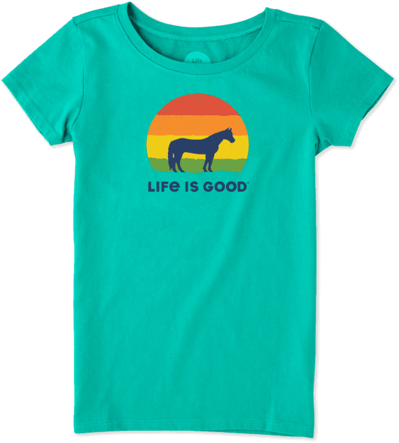 Girls Sunny Horse Girl Crusher Tee - Life Is Good Girls' Crusher Tee Transparent PNG - 570x634 - Free Download on - Horse Transparent PNG Free Download