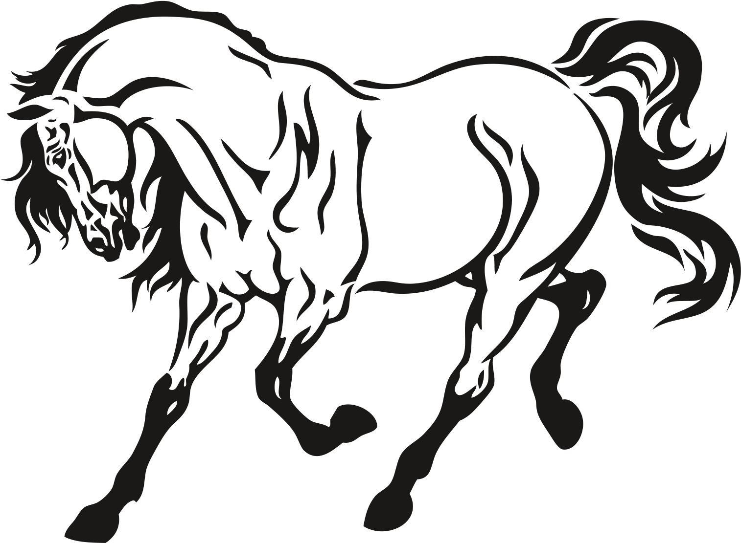 Клипарт Животные - Horse Tattoo Black And White - Free Transparent PNG Clipart Images Download. - Horse Transparent PNG Free Download