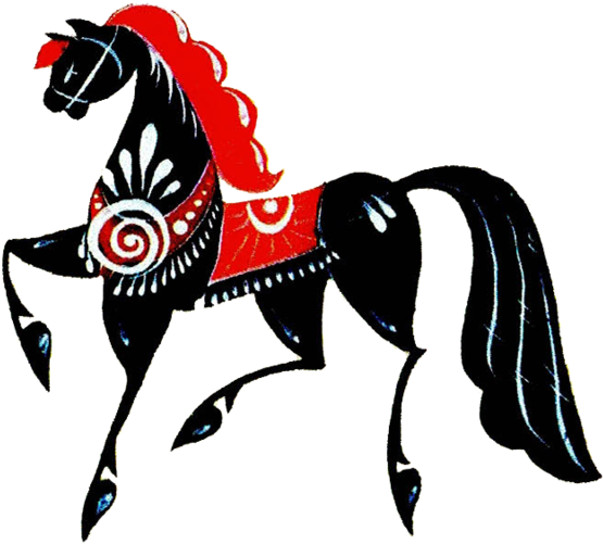 Folk Gorodets Painting From Russia - Городецкая Роспись Рисуем Поэтапно - Free Transparent PNG Clipart Images Download. - Horse Transparent PNG Free Download