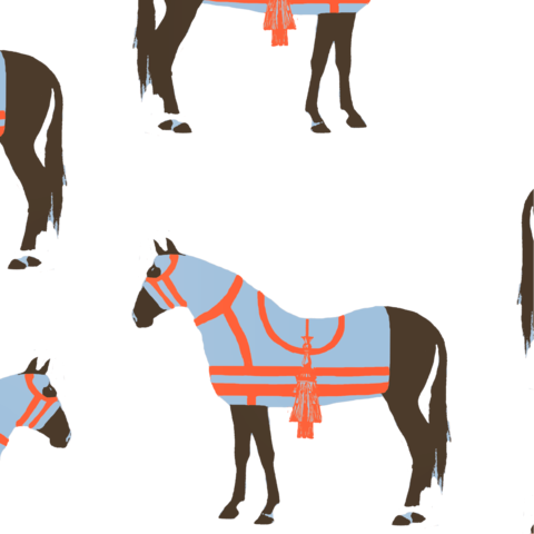 Horse & Tassel Wallpaper - Horse Tea Towel White, Blue, Red By Katie Kime - Free Transparent PNG Clipart Images Download. - Horse Transparent PNG Free Download