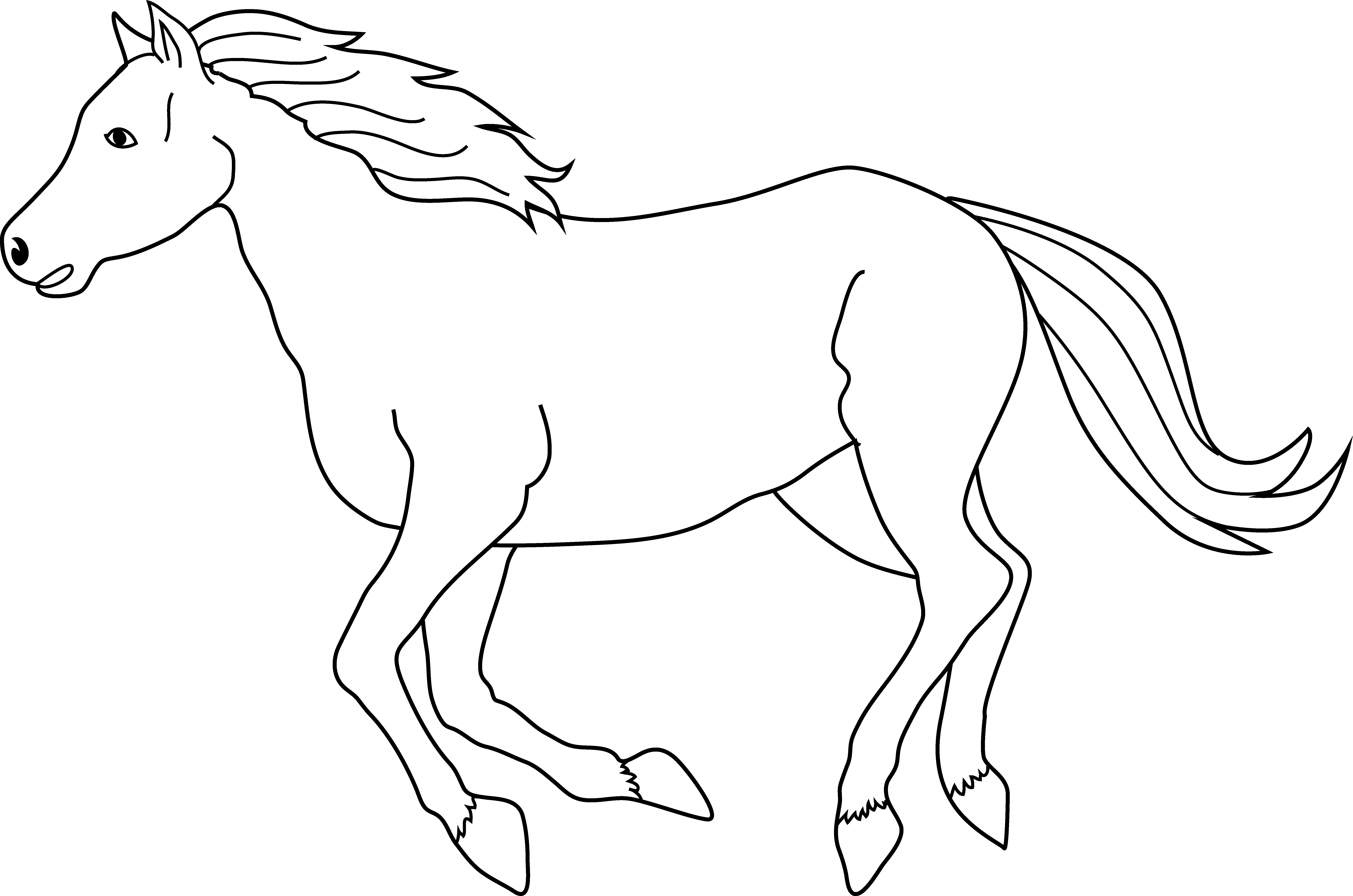 Galloping Horse Coloring Page - White Horse Clipart Png - Free Transparent PNG Clipart Images Download. - Horse Transparent PNG Free Download