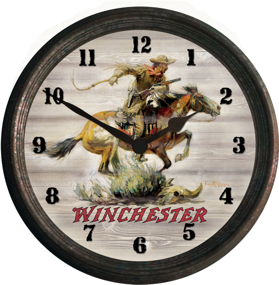 Winchester Vintage "horse & Rider" Wall Clock - Rockin' W Brand Winchester 15" Horse And Rider Wall - Free Transparent PNG Clipart Images Download. - Horse Transparent PNG Free Download