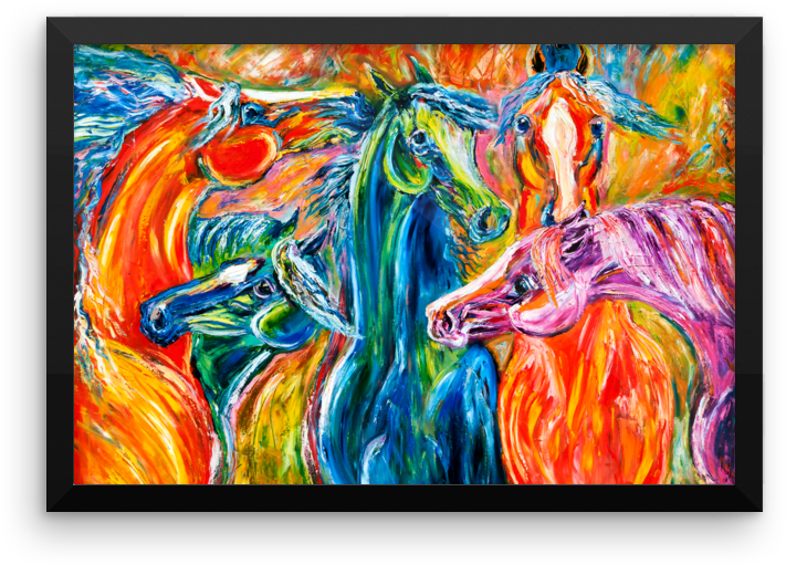 Wild Horse Herd Abstract Painting "coat Of Many Colors" - Modern Art - Free Transparent PNG Clipart Images Download. - Horse Transparent PNG Free Download