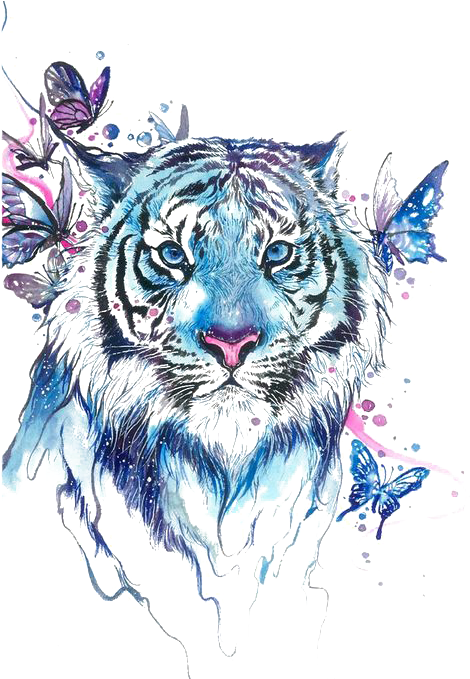 Tiger Butterfly Abziehtattoo Flash - Tiger And Horse Tattoo Transparent PNG - 564x678 - Free Download on - Horse Transparent PNG Free Download