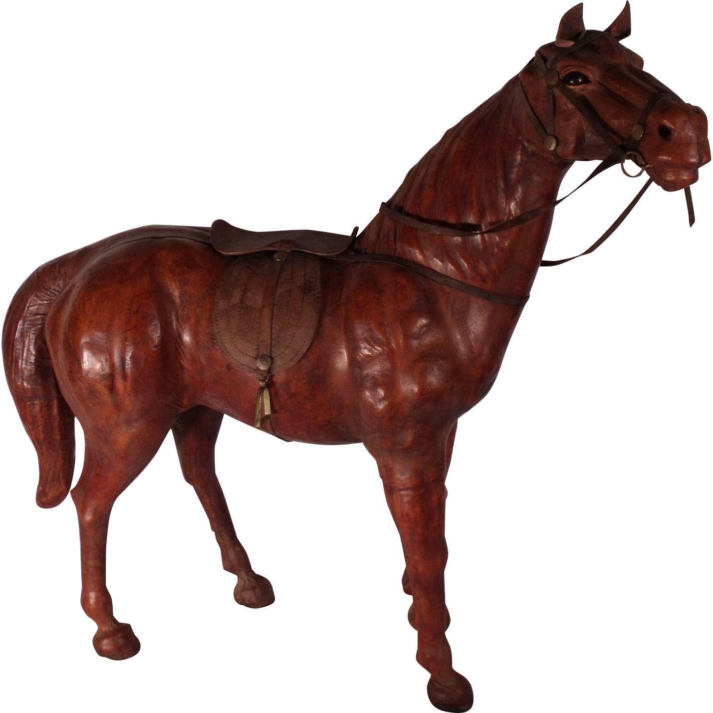 Large Old Leather Covered Handcrafted Wood Horse Statue - Abercrombie And Fitch Leather Horse - Free Transparent PNG Clipart Images Download. - Horse Transparent PNG Free Download