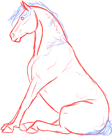 Sitting Horse Lines By Iwannabeadino - Draw A Horse Sitting - Free Transparent PNG Clipart Images Download. - Horse Transparent PNG Free Download