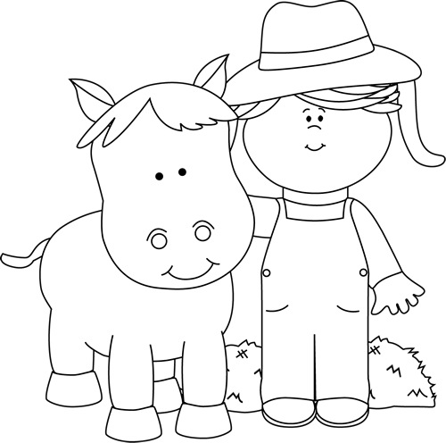 Baby Horse Clipart Black And White - Cute Farm Clipart Black And White - Free Transparent PNG Clipart Images Download. - Horse Transparent PNG Free Download