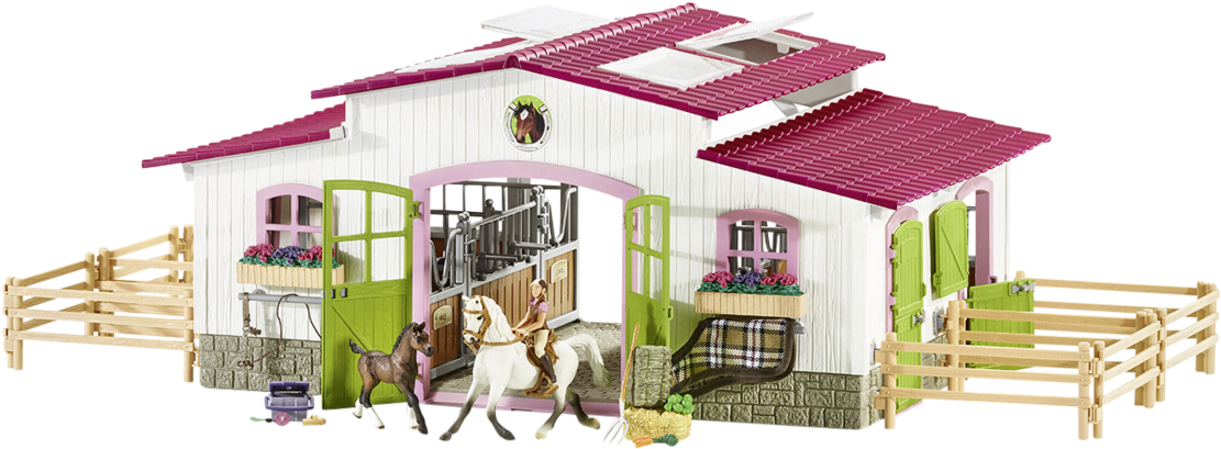 Schleich 42344 Stáj S Koňmi A Příslušenstvím V Pastelových - Schleich Horse Club Stable - Free Transparent PNG Clipart Images Download. - Horse Transparent PNG Free Download