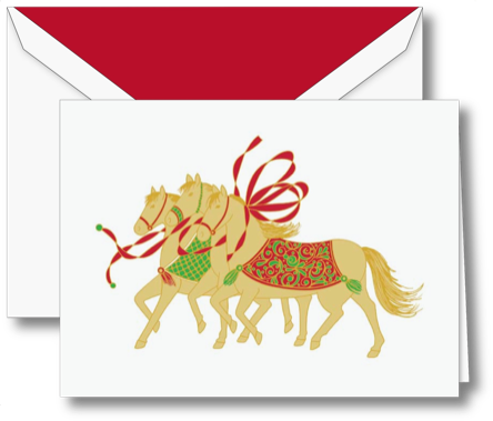 Christmas Greeting Card - Crane Galloping Holiday Horses Greeting Cards - Free Transparent PNG Clipart Images Download. - Horse Transparent PNG Free Download