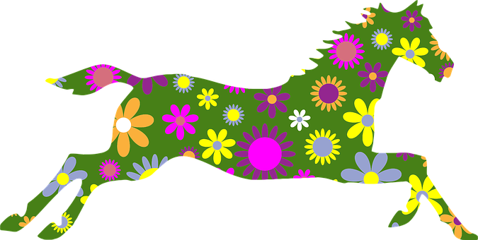 Retro Floral Flowers Decorative Ornamental - Horse Flowers Png - Free Transparent PNG Clipart Images Download. - Horse Transparent PNG Free Download