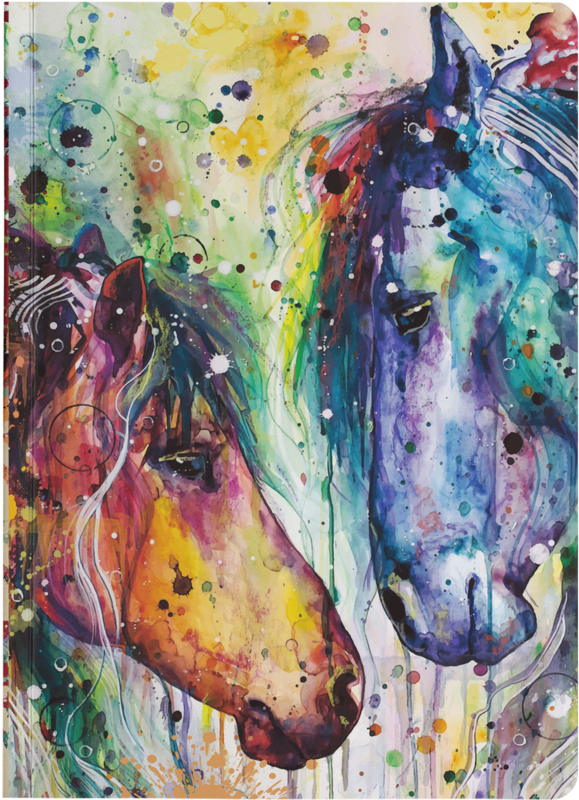Two Horses Colorful Watercolor Painting Paperback Journals - Leinwand Pferde Transparent PNG - 900x900 - Free Download on - Horse Transparent PNG Free Download