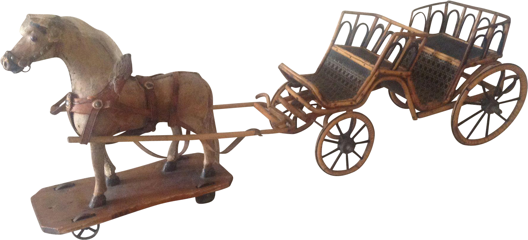 Antique French Toy Skin Covered Horse And Open Carriage - Horse And Buggy - Free Transparent PNG Clipart Images Download. - Horse Transparent PNG Free Download
