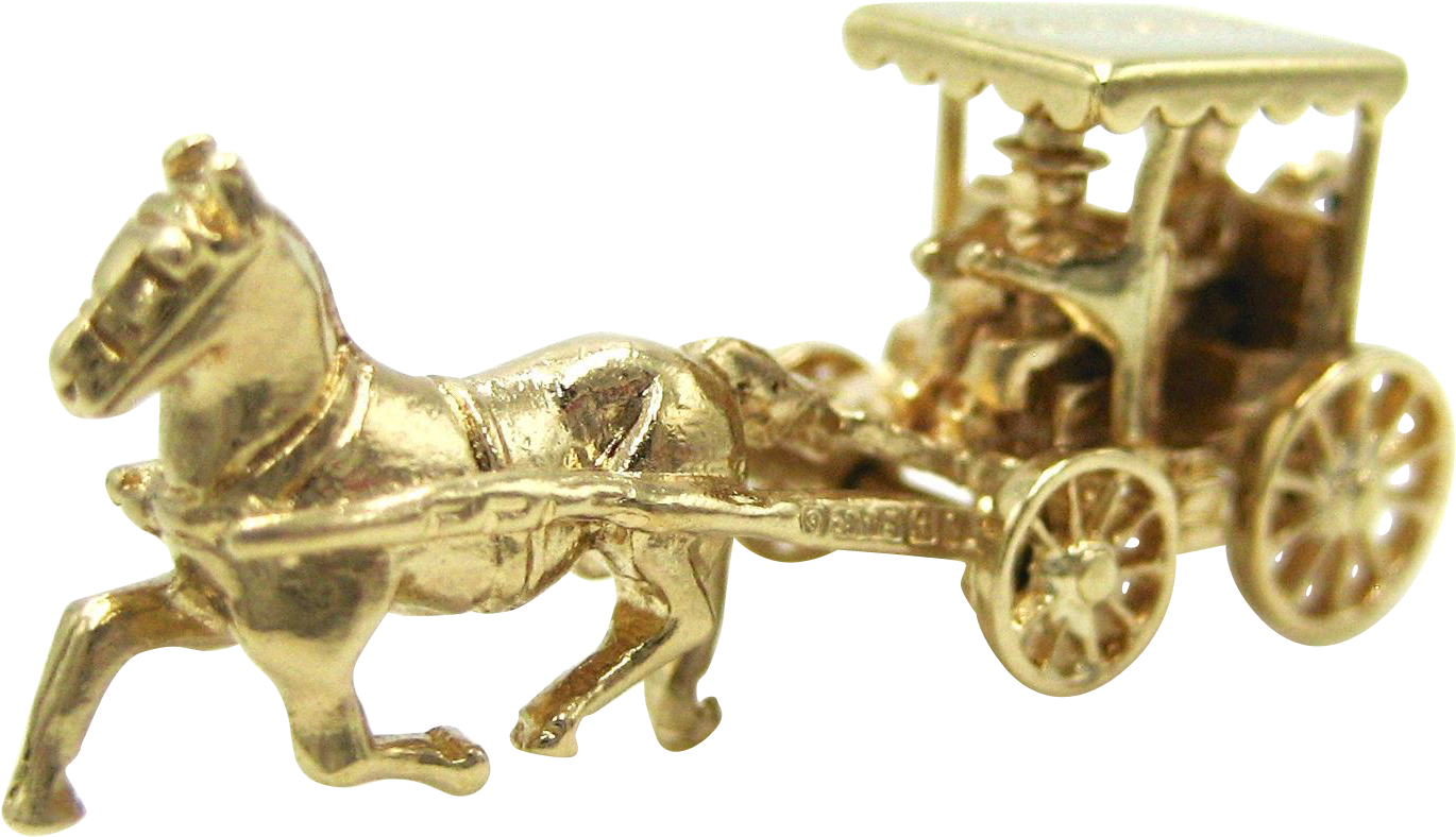 Vintage 9k Gold Bermuda Horse Drawn Carriage Travel - Horse And Buggy - Free Transparent PNG Clipart Images Download. - Horse Transparent PNG Free Download