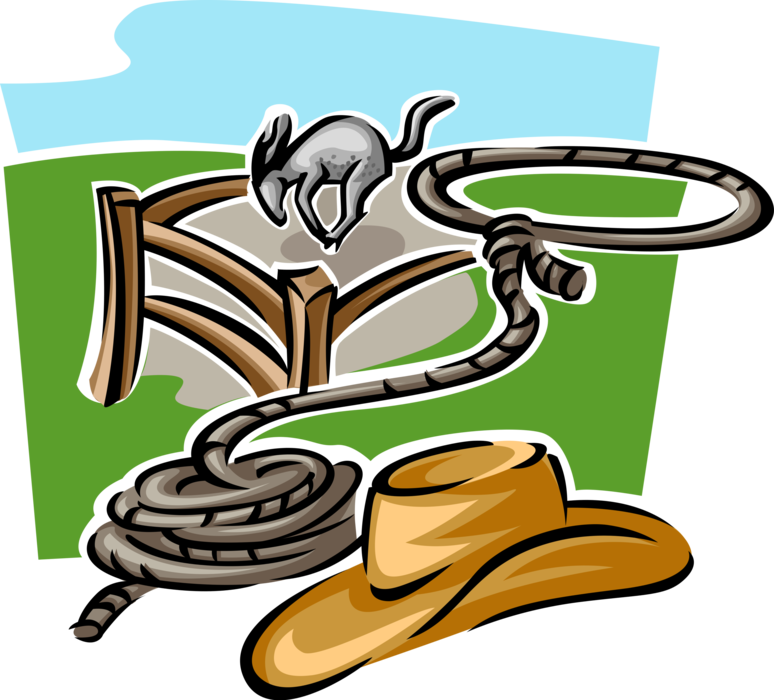 Vector Illustration Of Horse, Cowboy Hat And Lasso - Chapéu Png De Vaqueiro - Free Transparent PNG Clipart Images Download. - Horse Transparent PNG Free Download