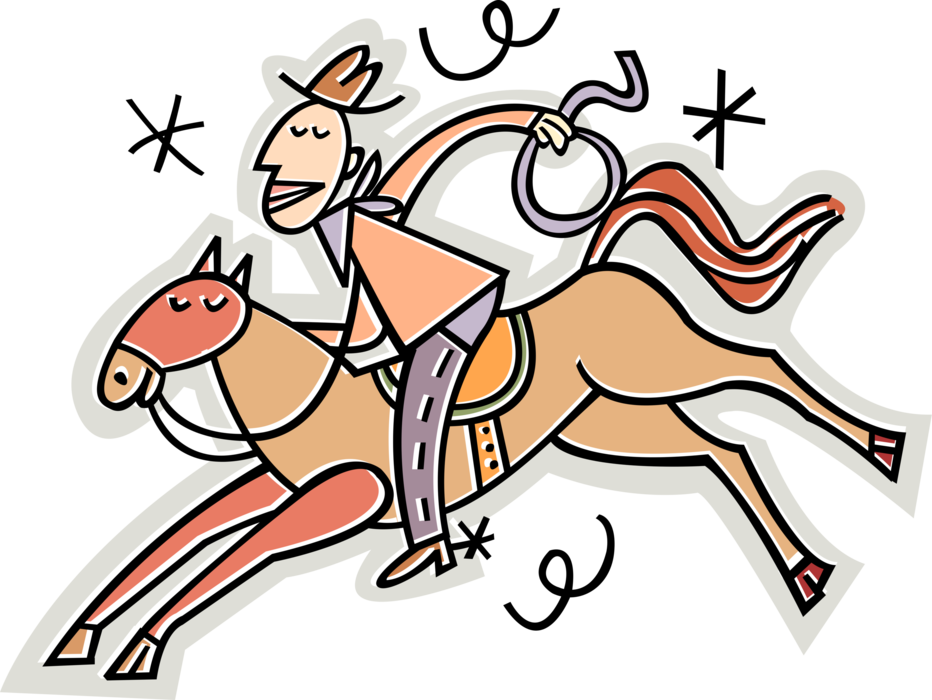 Vector Illustration Of Old West Western Cowboy Rides - Vector Illustration Of Old West Western Cowboy Rides - Free Transparent PNG Clipart Images Download. - Horse Transparent PNG Free Download