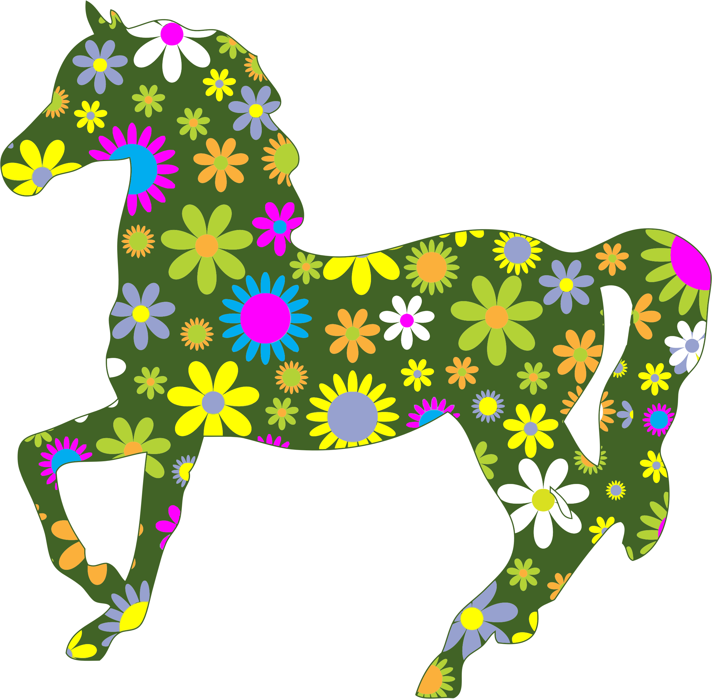 This Free Icons Png Design Of Retro Floral Horse Transparent PNG - 2282x2240 - Free Download on - Horse Transparent PNG Free Download