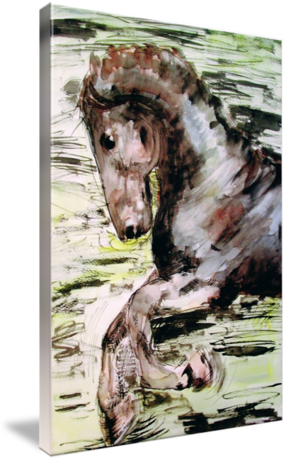 "the Horse Watercolor Ink By Ginette" By - Painting Transparent PNG - 404x650 - Free Download on - Horse Transparent PNG Free Download