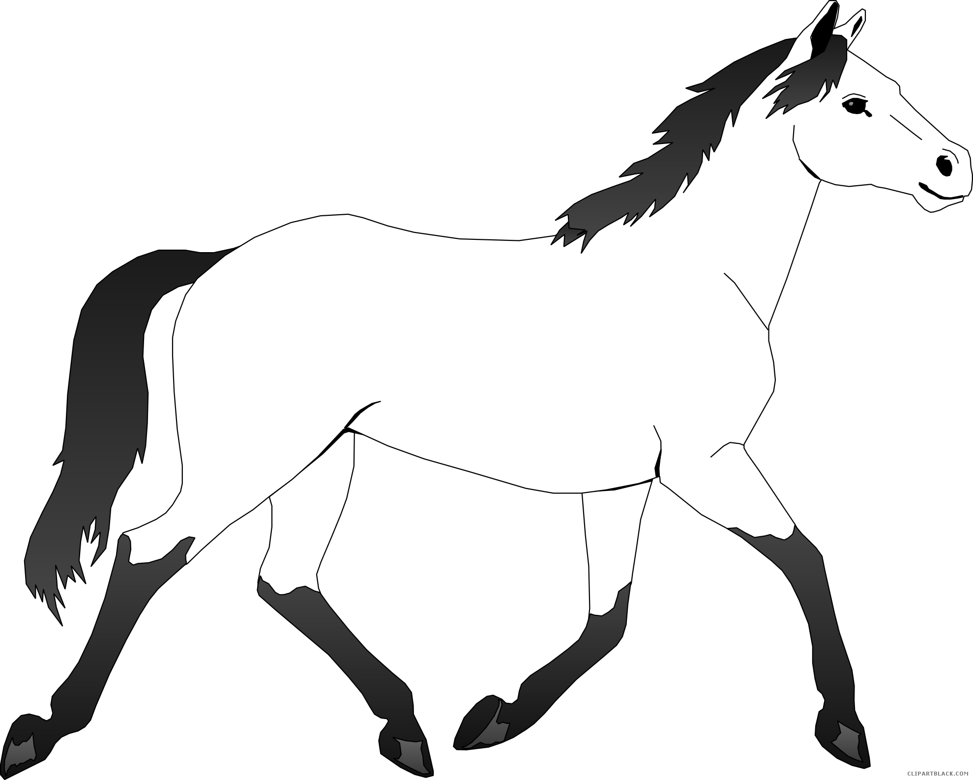 Horse Outline Animal Free Black White Clipart Images - Mustang Horse Coloring Pages - Free Transparent PNG Clipart Images Download. - Horse Transparent PNG Free Download