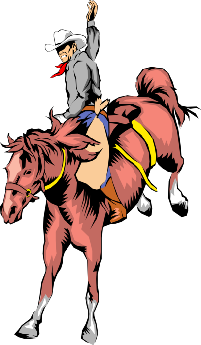 Vector Illustration Of Western Cowboy Rides Bucking - Cowboy - Free Transparent PNG Clipart Images Download. - Horse Transparent PNG Free Download