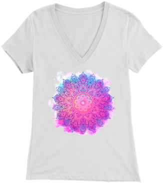 Mandalamerch Watercolor Wheel Womens V Neck - Gucci Mit Mickey Mouse Transparent PNG - 400x400 - Free Download on - Mouse Transparent PNG Free Download