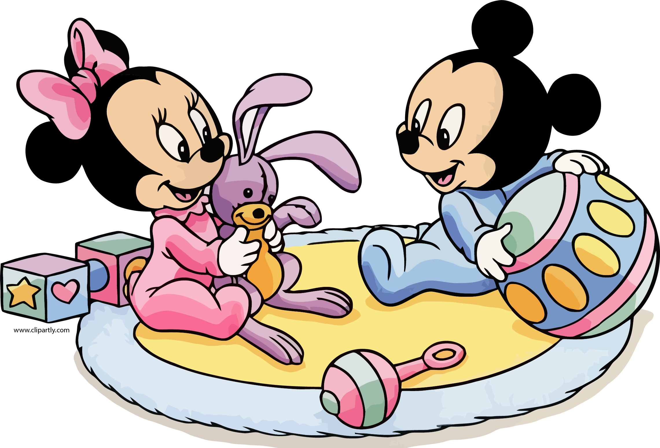 Baby Mickey Baby Minnie Ball Bunny Toy Clipart Png - Mickey Mouse Y Minnie Bebes Transparent PNG - 2281x1549 - Free Download on - Mouse Transparent PNG Free Download