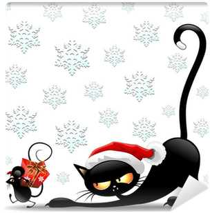 Cat And Mouse Cartoon Christmas Santa-gatto E Topo - Cat Christmas Card Cat Christmas Card Cat Christmas - Free Transparent PNG Clipart Images Download. - Mouse Transparent PNG Free Download