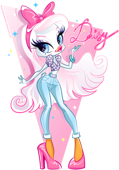 Sketchy Daisy Duck Fashion Doll Style Illustration - Minnie Mouse Disegni Di Moda Transparent PNG - 500x708 - Free Download on - Mouse Transparent PNG Free Download
