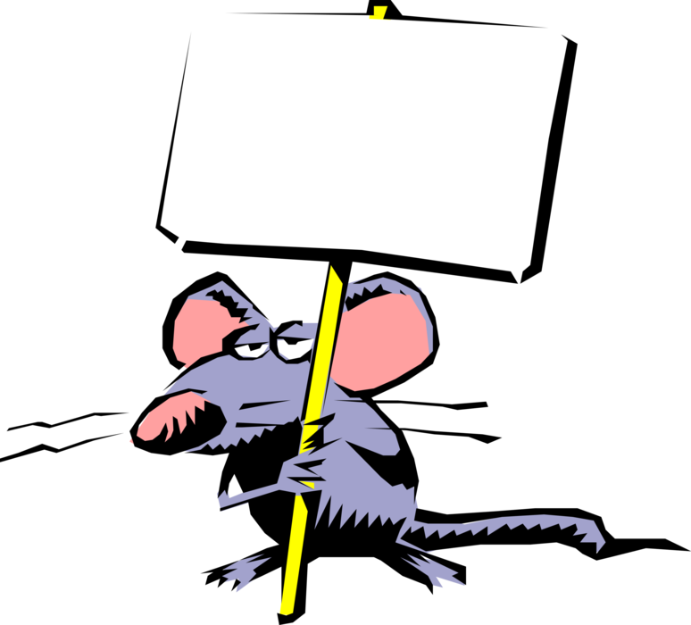 Cartoon Mouse With Placard Royalty Free Vector Clip - Cartoon Rat Holding Sign - Free Transparent PNG Clipart Images Download. - Mouse Transparent PNG Free Download