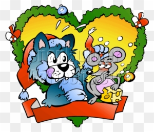 Christmas Fraim Cat Mouse Heart Shaped Wreath Mascot - Rice Porridge Draw - Free Transparent PNG Clipart Images Download. - Mouse Transparent PNG Free Download